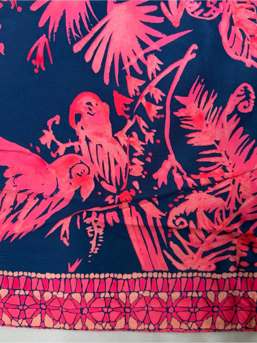 Tropical Wide Leg Lilly Pulitzer Navy and Bright Pink Lounge Beach Bottoms Small